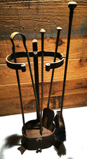 SERVITEUR CHEMINEE EN FER FORGE + 4 PIECES