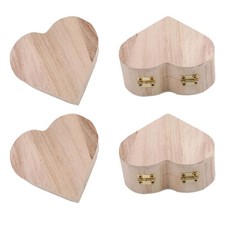  4Pcs Coeur Boîtes de rangement en bois Boîtes de rangement pour bijoux