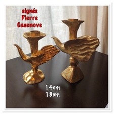 2 bougeoirs lourds -bronze