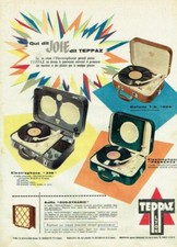publicité Advertising 0521  1957  Teppaz éléctrophone portatif baffle duo dynam