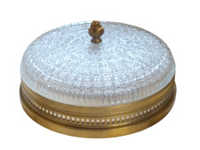 Gorgeous Vintage French Empire Ceiling D: 10" Gilded Brass & Glass 1960s