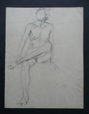 ECOLE FRANCAISE - ETUDE DE NU FEMININ - DESSIN ORIGINAL MINE DE PLOMB - CURIOSA
