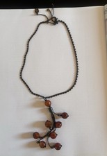 Nature Bijoux Dark‐Chain Brown Faceted Stone Tassel Necklace – French Designer