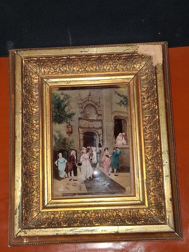 Ancien tableau sous - , verre