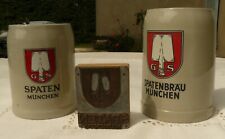Spaten Munchen - Chopes de bière en grès - matrice publicitaire logo - chapeau