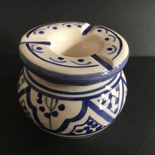 cendrier marocain Bleu Et Blanc anti odeur et anti fumée. D8/H7 NEUF