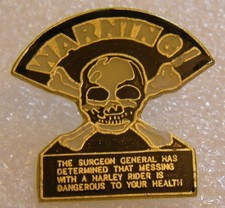 pin's HD HARLEY DAVIDSON SKULL WARNING HARLEY RIDER DANDEROUS vintage pin badge