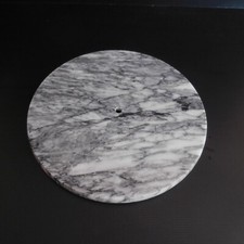 Disque plateau marbre rond gris blanc vintage art déco design XXe France N4232