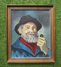 Ancien tableau marin pêcheur