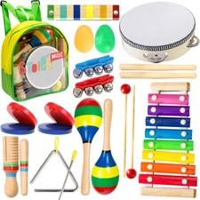 Set Musical Stoie’s en Bois pour bébés 1-5 Ans  Xylophone Maracas Tambourin S...