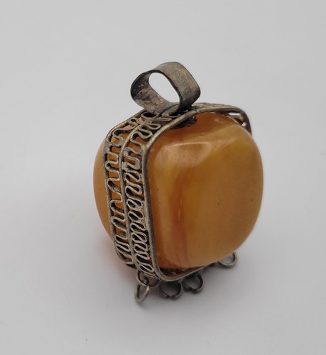Pendentif vintage ambre jaune - pendentif,