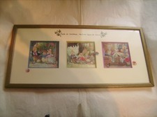 Beau cadre à trois fenêtres illustrées de lapins type Béatrix Potter 51,5 X 25cm