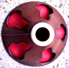 VINTAGE ANCIEN RANGEMENT PRESENTOIR SUPPORT PORTE 5 PIPES en CUIR TRES RARE