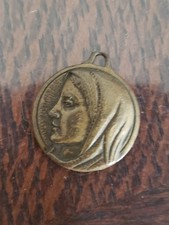 Ancienne Medaille Lourdes Vierge Marie En Bronze Avec Gravure 
