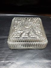 Ancien Plafonnier Carré en Verre pressé 22x22 cm année 60_70 vintage verre moulé