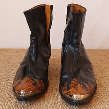 CARRY'S Chausseur Bottines Western Cowboy cousues main Noir Fermeture éclair T42