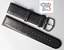 Bracelet montre ;  20 mm ;CUIR grain reptile ; NOIR / 344