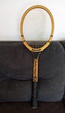 Raquette de tennis vintage bois 1970 Bancroft SUPER WINNER fabriquée États-Unis