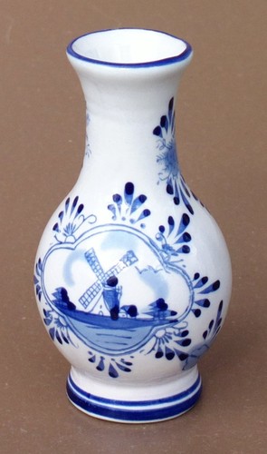 Delft vase décor moulin - delft, bleu