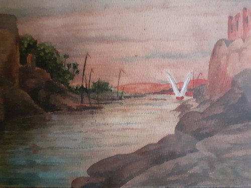 Tableau ancien aquarelle - tableau,