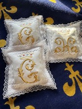 Coussin Lavande Armoire, Lin Ancien,Cadeau personnalisé Monogramme, Livraison 0€