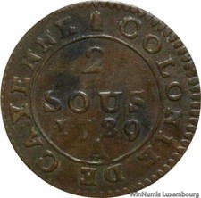 V8376 Rare French Guiana Colony 2 Sous Louis XVI 1789 A Paris Cayenne SUP