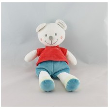 Doudou ours blanc pull rouge