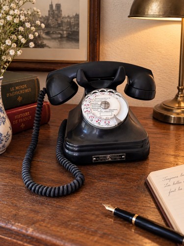 Téléphone ancien cadran - téléphone, à