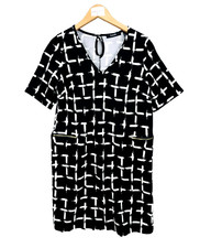 Simply be robe noire blanche à motifs femme dames taille 42 women dress ladies
