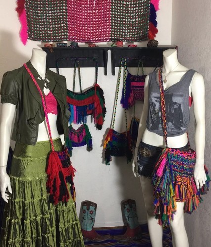 Boho fringe hand - braided, bag