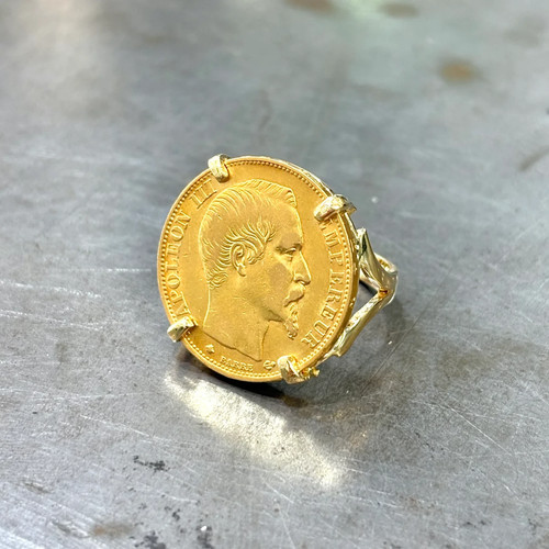 Bague pièce jaune - or,