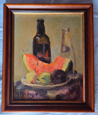 Tableau Ancien Huile Nature Morte Fruits Impressionniste XXème