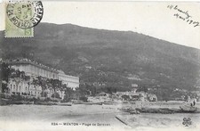 CPA carte postale ancienne Menton Côte d'Azur plage 1907