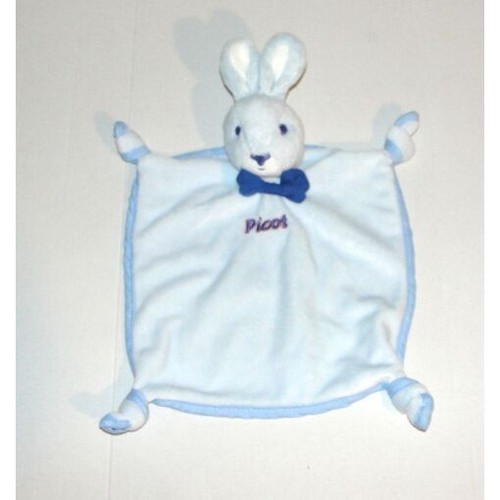 Doudou lapin picot plat bleu - picot,
