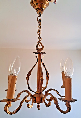Lustre cage feux bronze - lustre, en