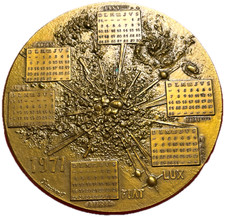 #15163 - Médaille Calendrier de 1971 Fiat Lux 95 mm 325 g