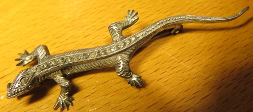 Broche lezard argent 835 - broche, pavé