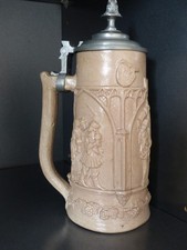 ANCIENNE CHOPE à BIERE en GRES d' ALSACE - BOCK en POTERIE