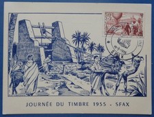 Tunisie, carte premier jour n°388, Journée du timbre 1955