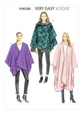 9038 PATRON  VOGUE  3 CREATIONS CAPE PONCHO LONG & COURT   XS AU XXL
