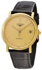 Longines Élégant Automatique 18K Jaune or Cuir Date Montre Femmes L47786320