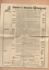 vieux papiers moto  tarid MOTOCYCLETTES PEUGEOT  1939  p41390