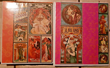 lot 2 classeur ancien vide illustration mucha en couverture de début