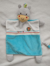 Doudou plat Zèbre gris bleu Lion Cheval Ane Mots d'Enfants tbe
