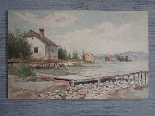 Aquarelle ancienne bord de - aquarelle,