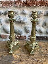 Beau bougeoir Bronze Emipre tripode Pieds Griffes doré  Restauration Chandelier