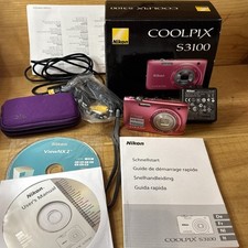 Nikon Coolpix S3100 14.0MP Digital Compact Camera Pink Complet Housse Et SD 4Gb