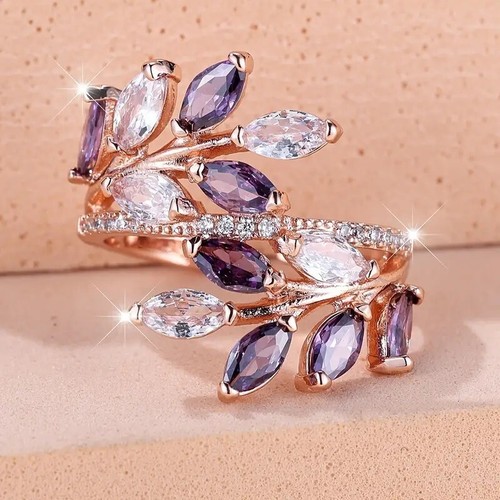 Bague anneau feuilles - , cristal
