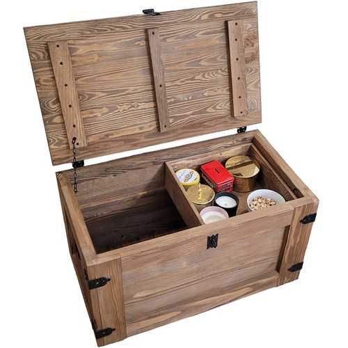 Coffre bois avec étagère - coffre,