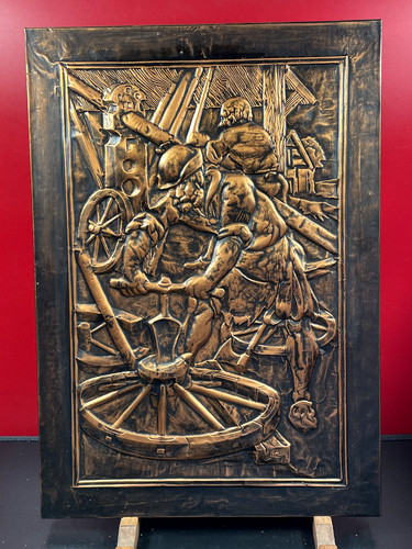 Tableau scène relief - , cuivre
